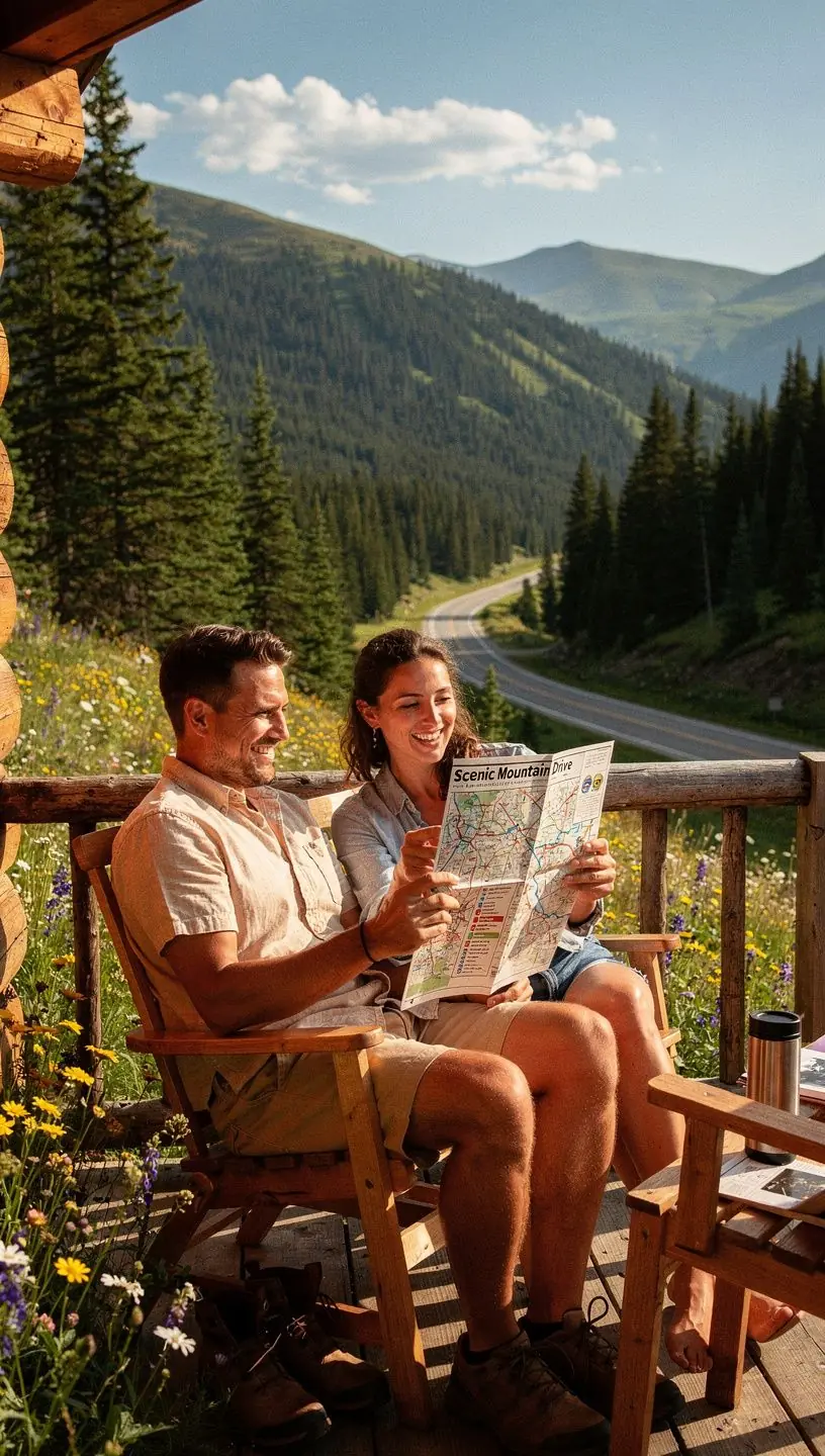 Rodzina podróżująca samochodem po scenicznym szlaku.